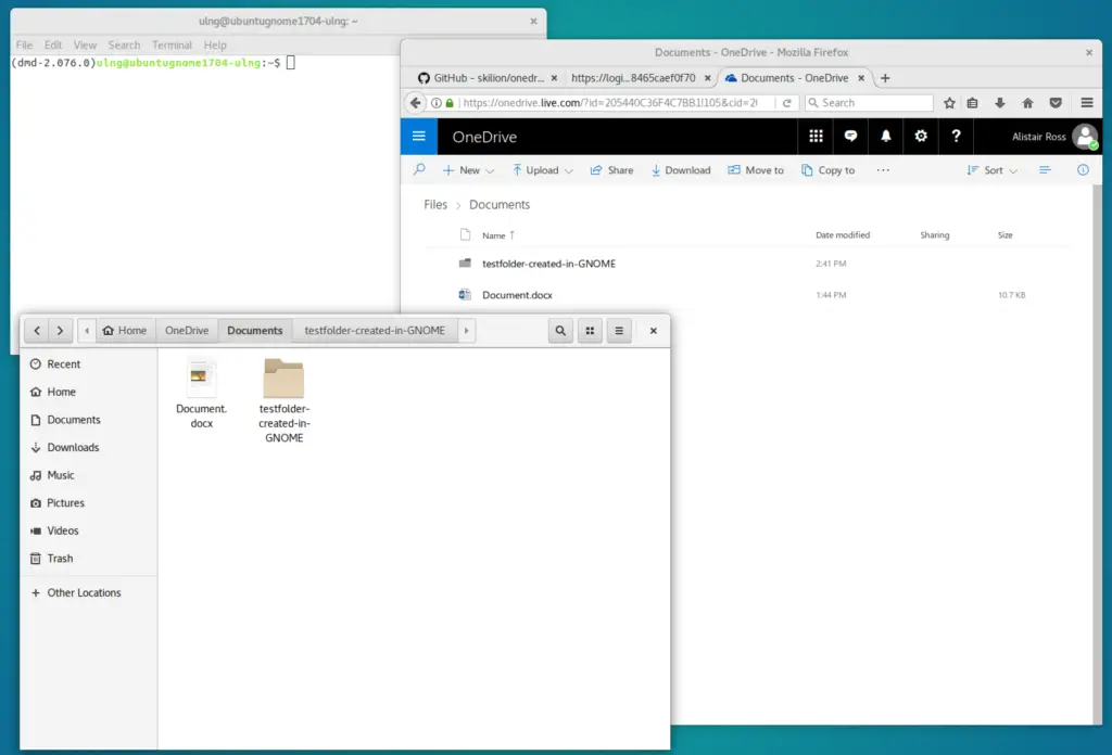 Using OneDrive FREE on Linux, demonstrating the sync capability and use use in GNOME Files