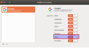Files in Gnome Online Accounts - Google Drive